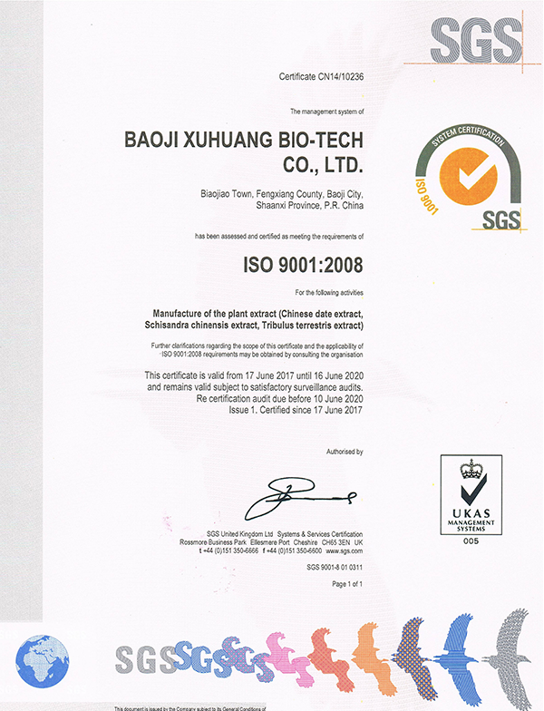 Health Care-Anlage-Extrakt ISO9000-Zertifikat-Xuhuang